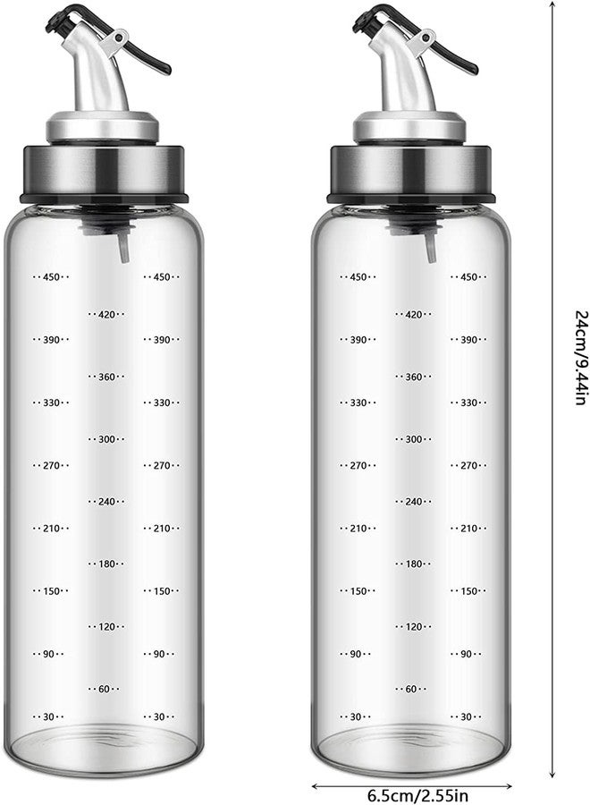 باسكيتي زجاجة توزيع زيت الزيتون من باسكتي، مانعة للتنقيط، زجاجة صغيرة لتوزيع الزيت والخل، زجاجة خالية من الرصاص للمطبخ مع مقياس درجة 500 مل (عبوة من قطعتين 500 مل D) - Image 2